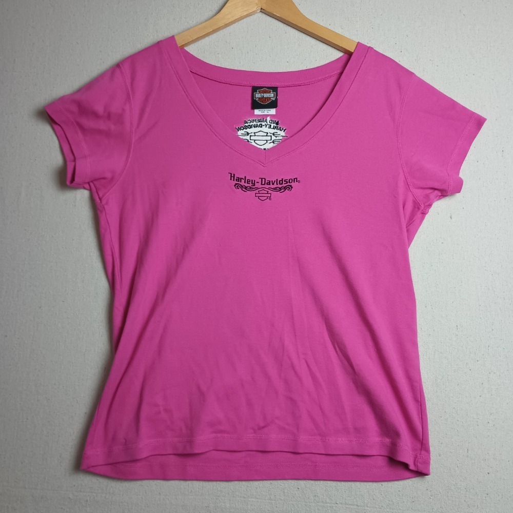 Harley-Davidson V-Neck T-Shirt Mid America Columbia MO Pink XL Short Sleeve R